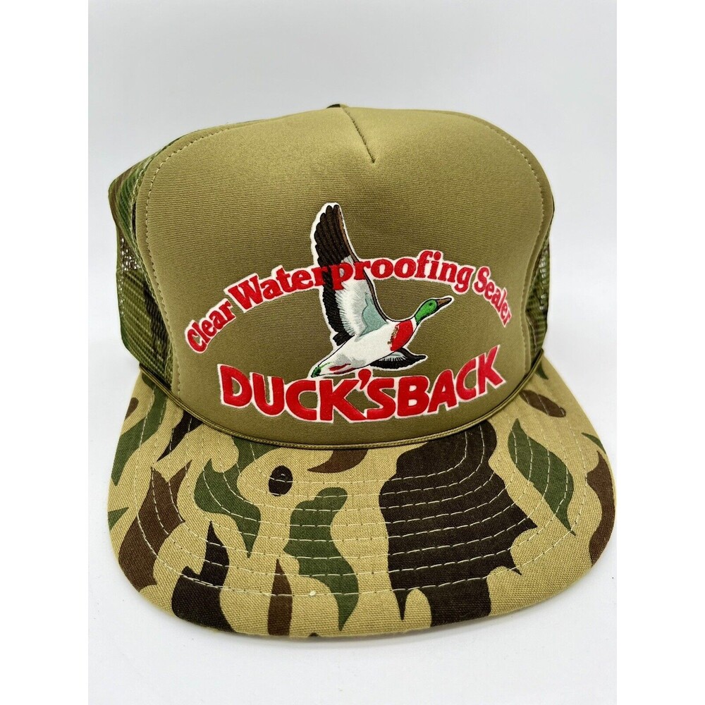 RARE Vintage Duck’sback Clear Water Proofing Sealer Snap Back Truckers Mesh Hat